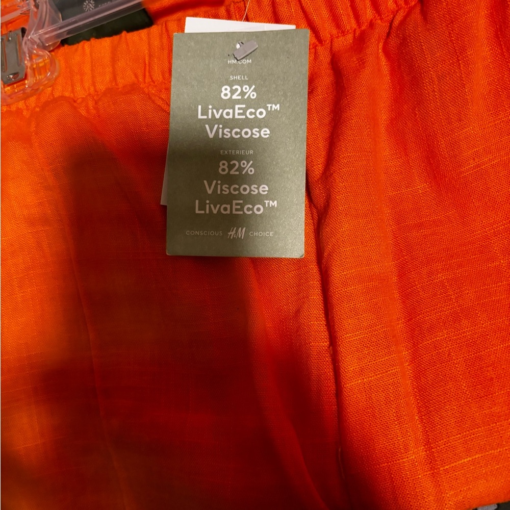 H&M Bright Orange Eco Viscose Linen Trousers - Picture 4 of 7